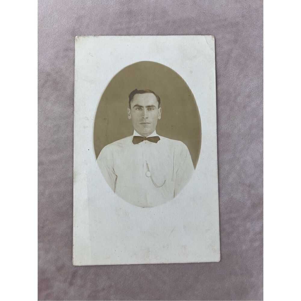 Vintage Antique 1910s Young Man Sed Portrait Postcard